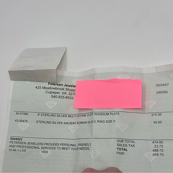 Saphrim Kibbutz Revadim Roman Glass Size 8.5 Ring set in‎ Sterling Silver - Picture 6 of 7